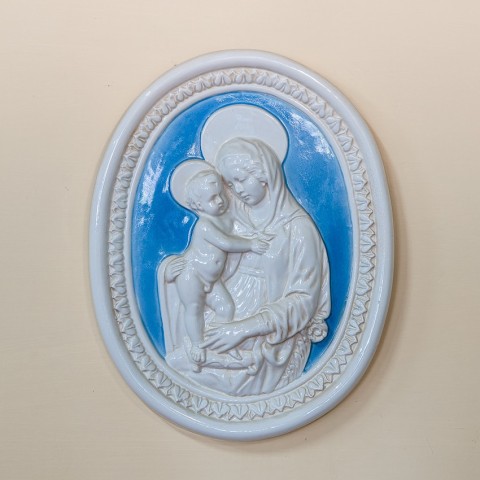 Colored Glazed Oval Ceramic Madonna